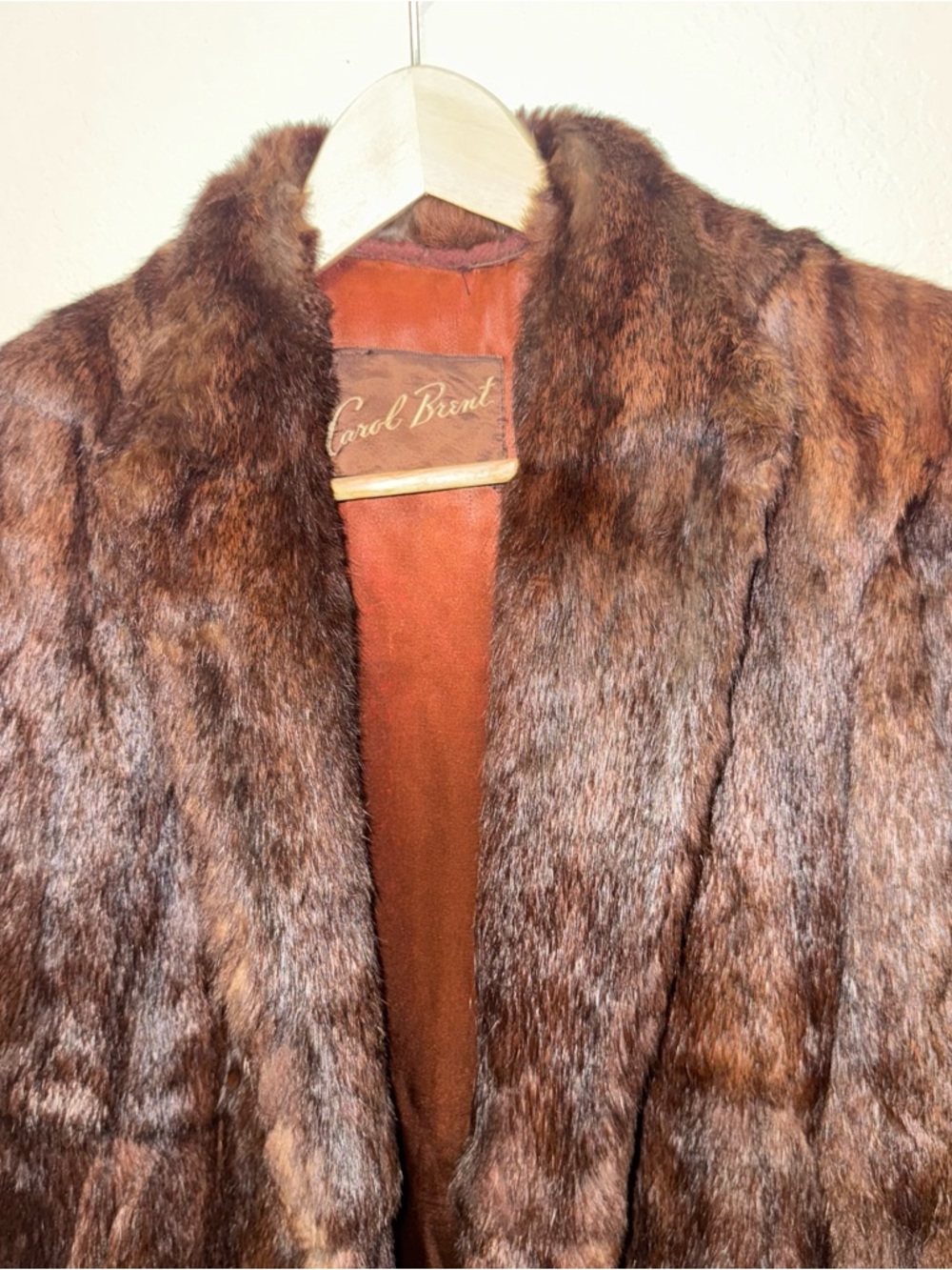 Vintage Mink Fur Coat Real Fur Brown Carol Brent 60s Mid Length Classic Coat - Picture 2 of 16